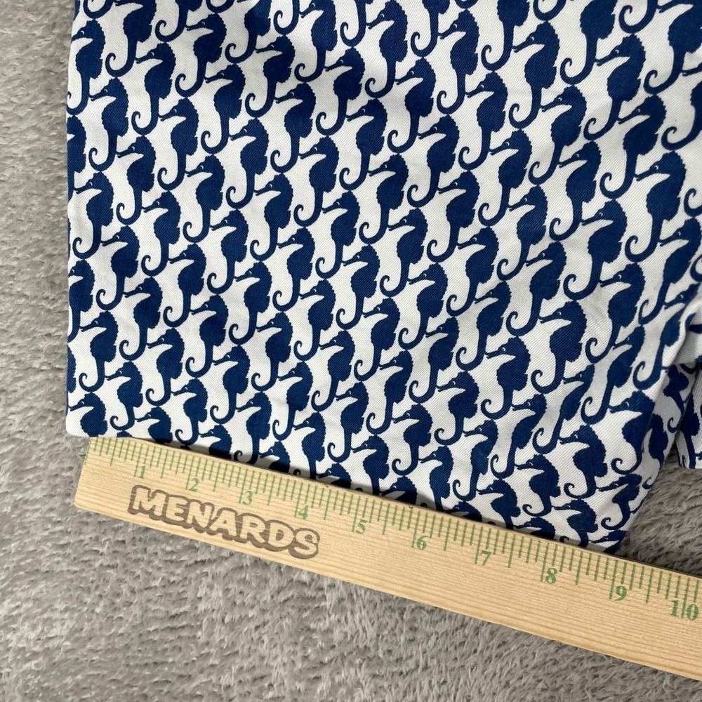 J Crew Seahorse Print Shorts Womens 0 Blue Nautical Stretch Chino Side Zip - Picture 10 of 11